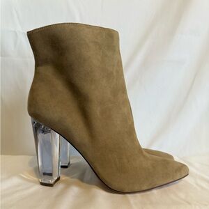 Jessica Simpson Tan Suede Boots with Clear Heel